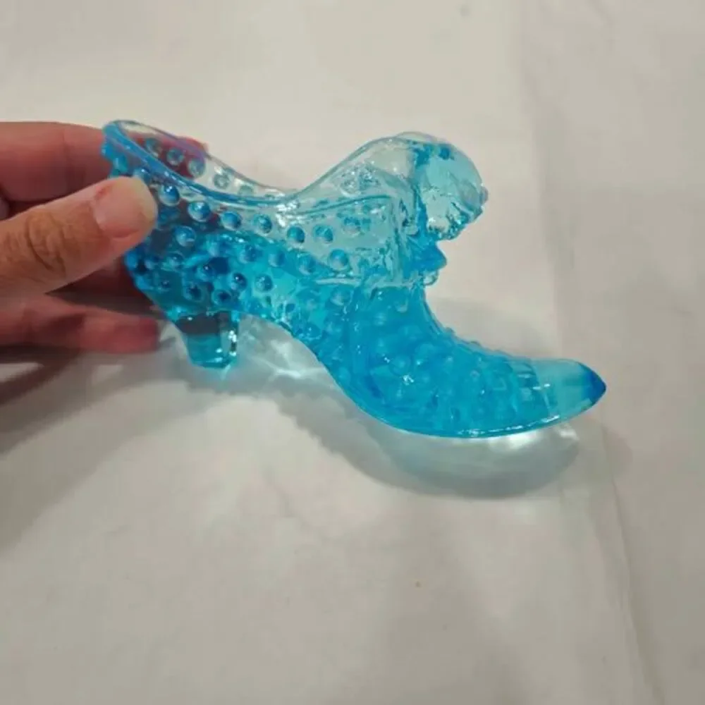 Fenton Blue Glass Slipper Decor